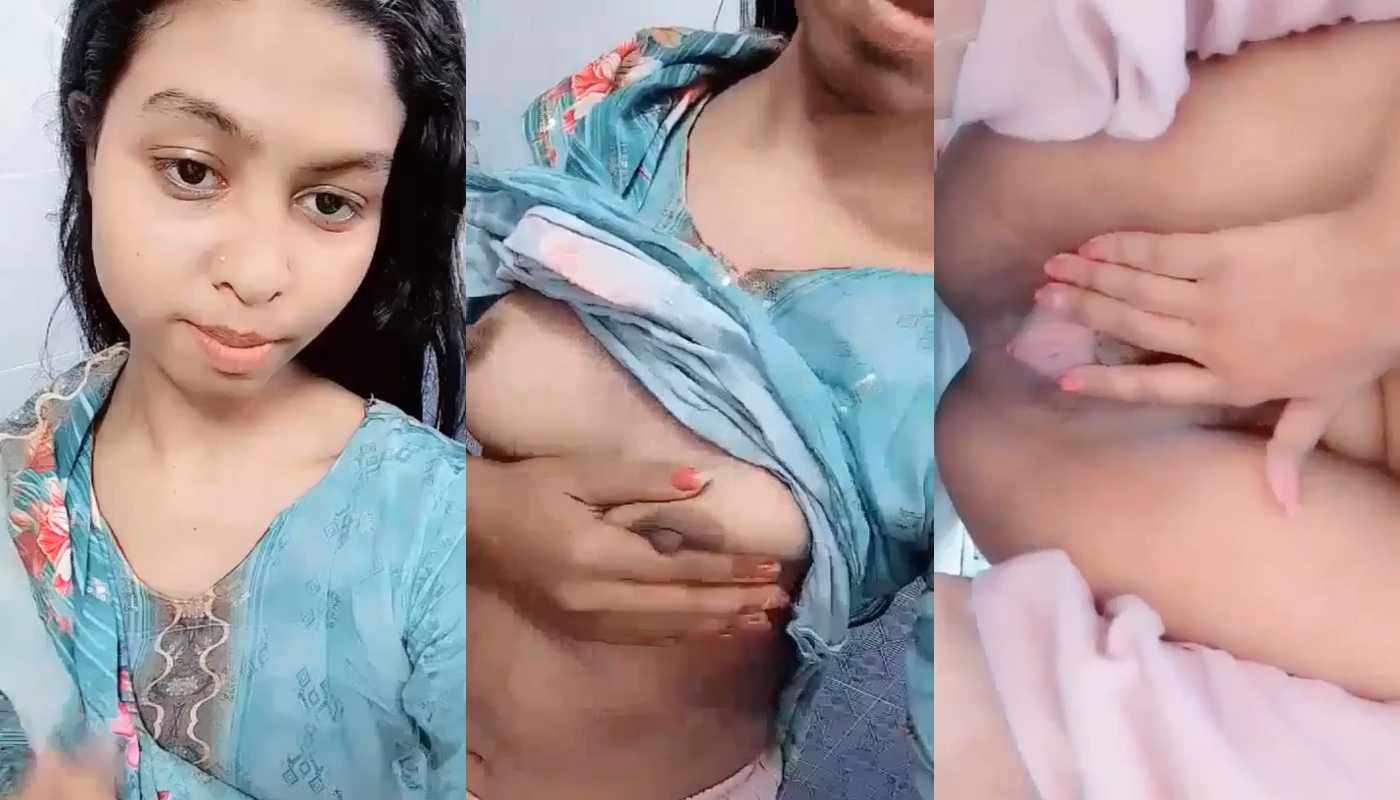 Girlfriend rubbing boobs and hairy pussy nude